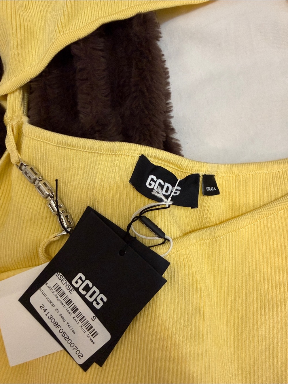 GCDS Yellow Cutout Ribbed Dress - Picture 3 of 3